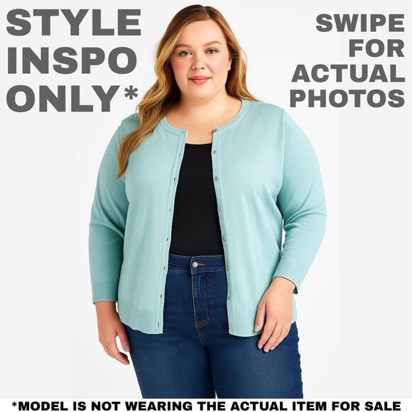 NWT JM Collection 2X Teal/Blue/Green Button-Up Cardigan [0039] - Picture 2 of 8